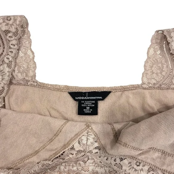 Vintage Y2K Tan Beige Babydoll Floral Lace Tank Top MEDIUM Fairy Girly 90’s - Picture 6 of 10